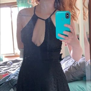 Windsor Black Lace Deep V Dress